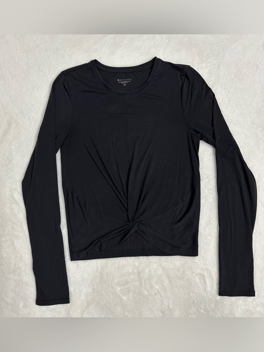 Athleta Essence Twist Long Sleeve Top - Black - Size XS